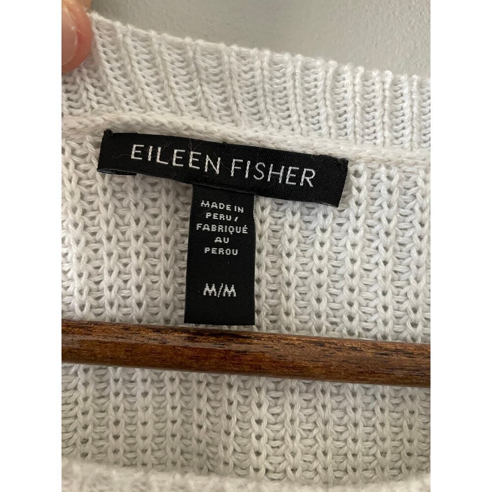 Eileen Fisher White Knit Raglan Sweater cotton lyocel sz M - Picture 4 of 9